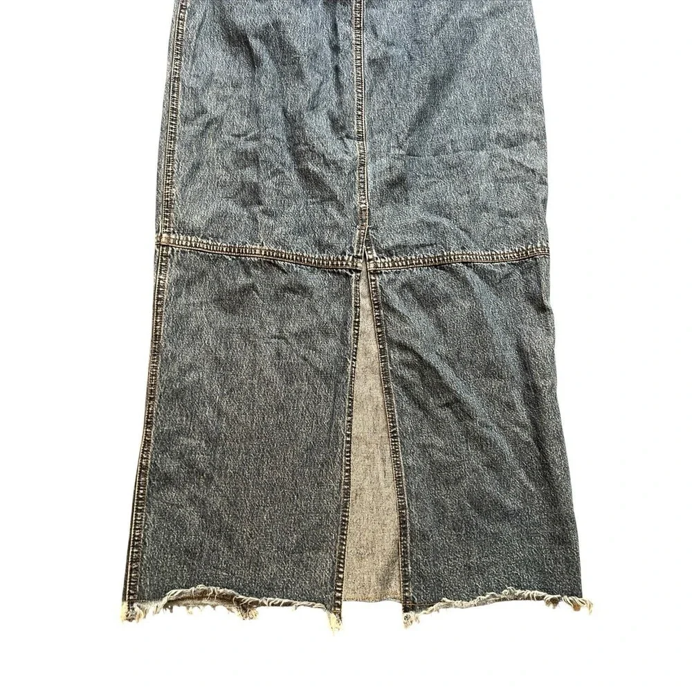 Vintage 90s Ralph Lauren Jeans Dark Wash Denim Patchwork Midi Skirt Size 4